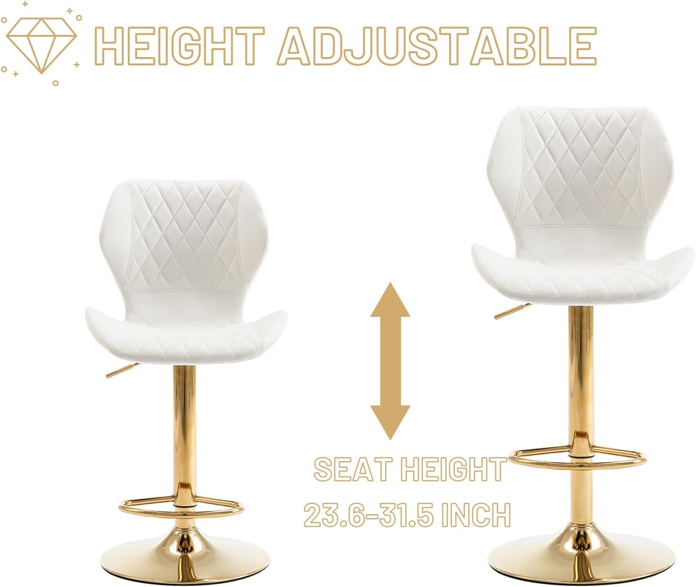 Cream Velvet Swivel Bar Stools Set of 4 L869