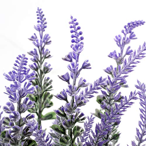 Lavender Flowers Artificial Fake Plant in Cement Pot S95344