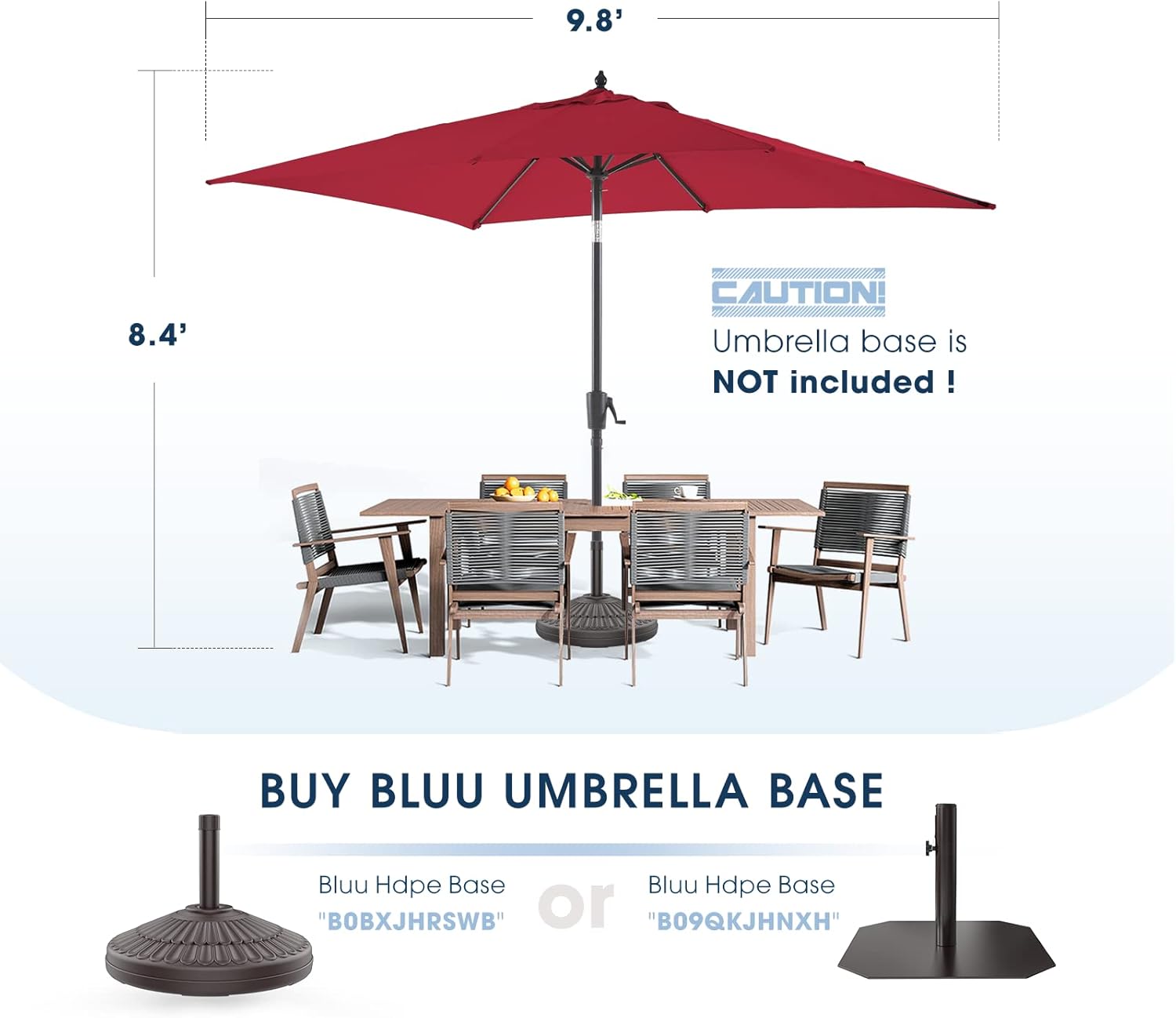 Olefin 6.6 x 9.8 FT Patio Umbrella (Apple Red) W7016