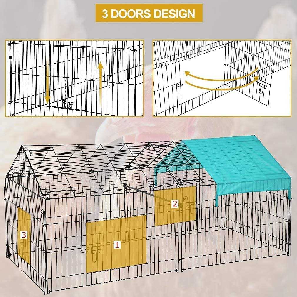 Large Metal Chicken Coop with Door & Cover A99001