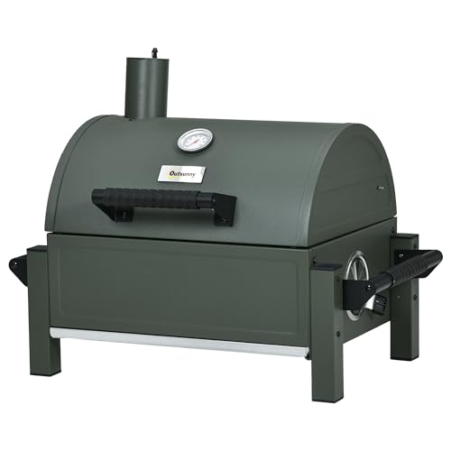 Charcoal BBQ Grill with 235 sq.in. Cooking Area, Tabletop Outdoor Barbecue with Ash Catcher and Built-in Thermometer, Black Q76761