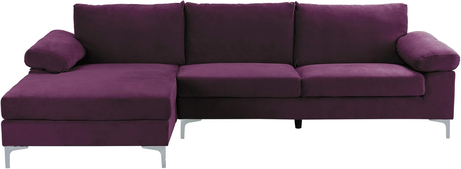 Purple Velvet L-Shape Sectional Sofa J754