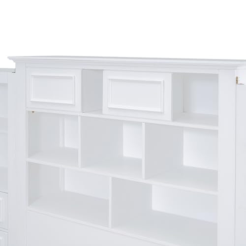 Gray Twin Wood Platform Bed with Bookcase Headboard and 10 Drawers G721527