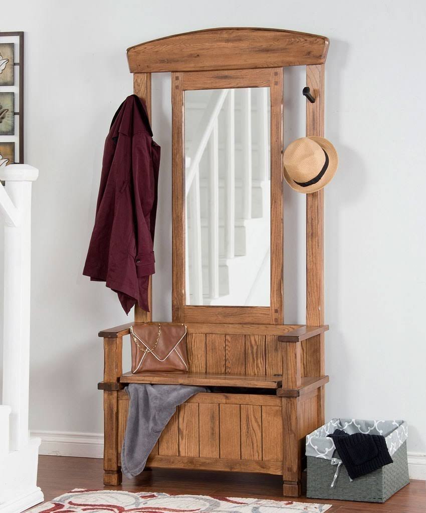 Rustic Oak Hall Tree M54720