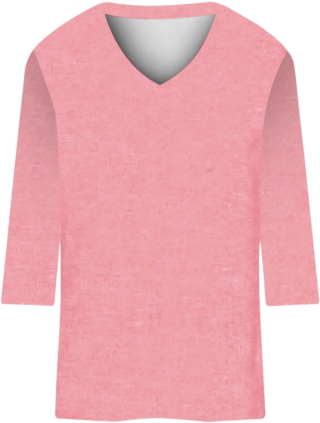 3/4 Sleeve V Neck Solid Loose Fit Blouses P650