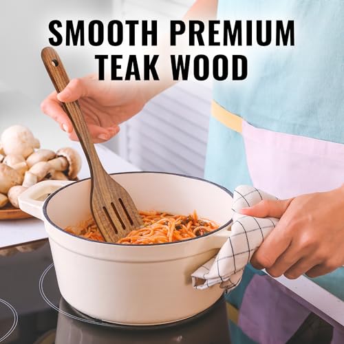 Teak Wooden Slotted Spatula R477042