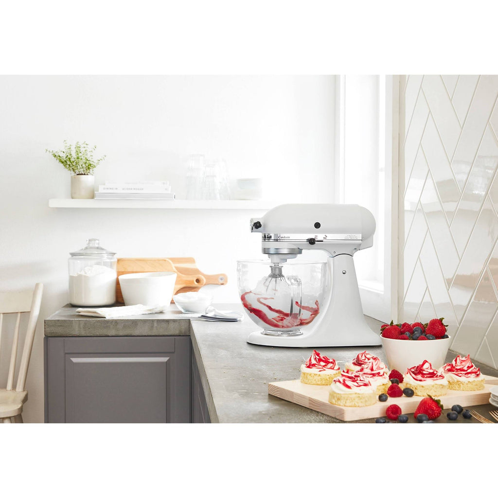 5-Quart Matte White Glass Bowl Stand Mixer K871