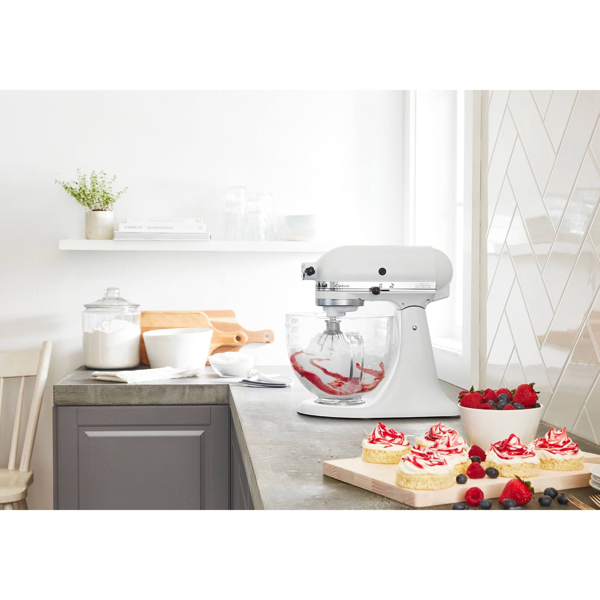 5-Quart Matte White Glass Bowl Stand Mixer K871