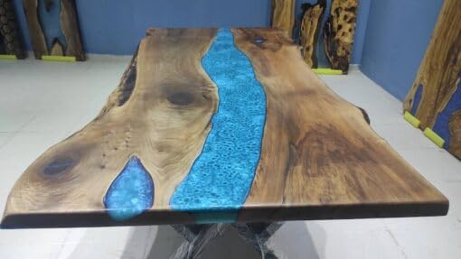 Blue Live Edge Epoxy Dining Table H595830