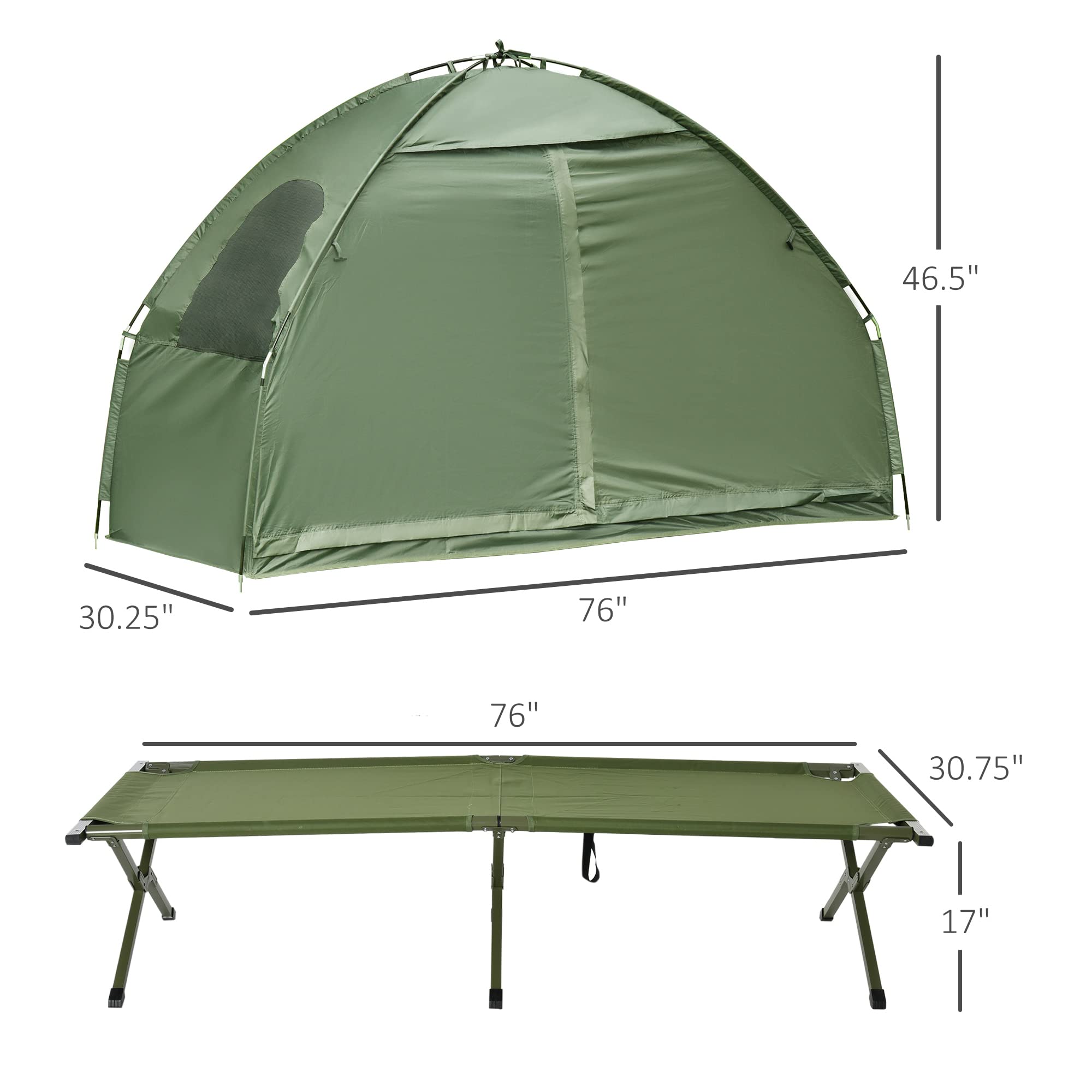Single Person Folding Camping Tent Cot with Carry Bag Q938478