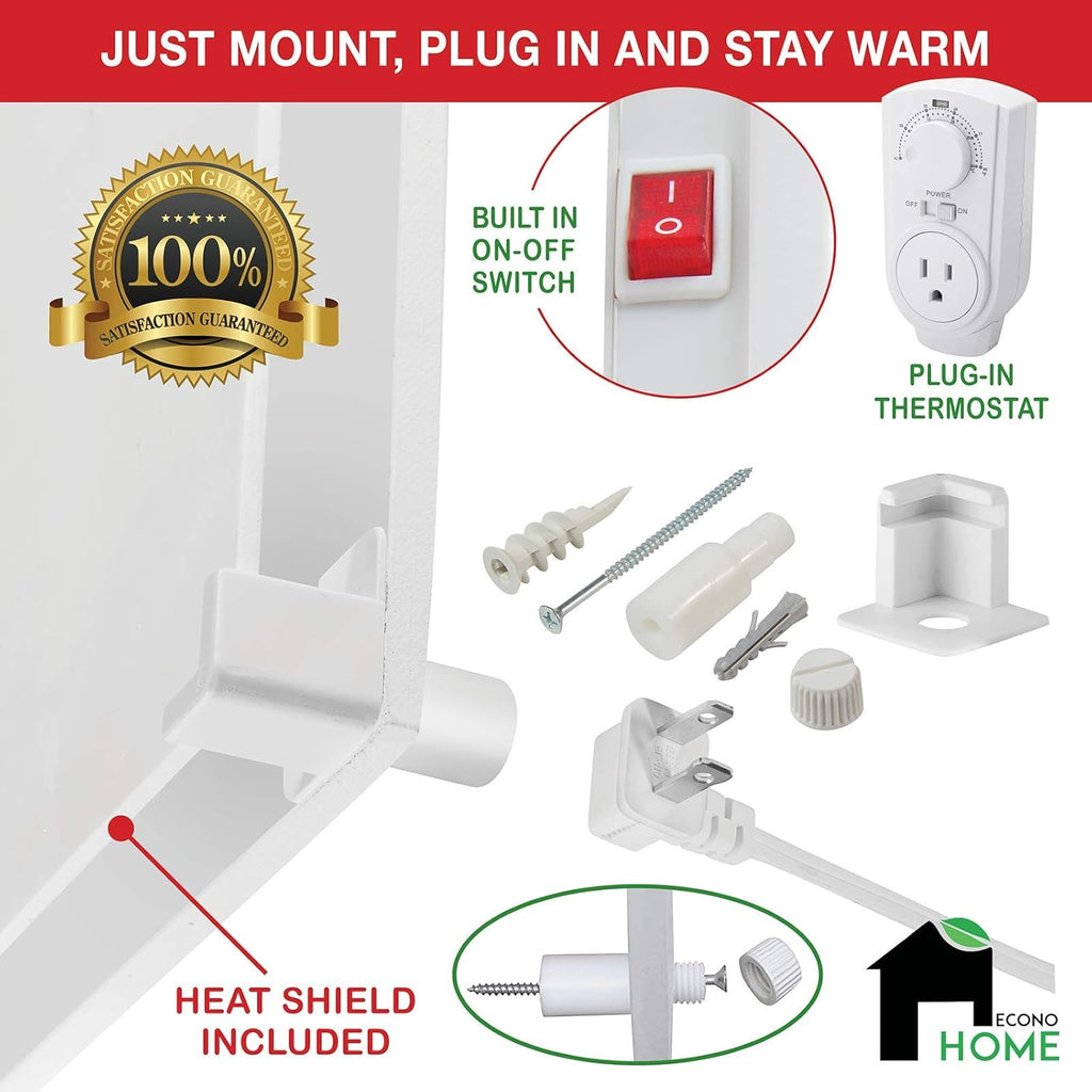 400W Wall Mount Convection Heater with Thermostat N9782