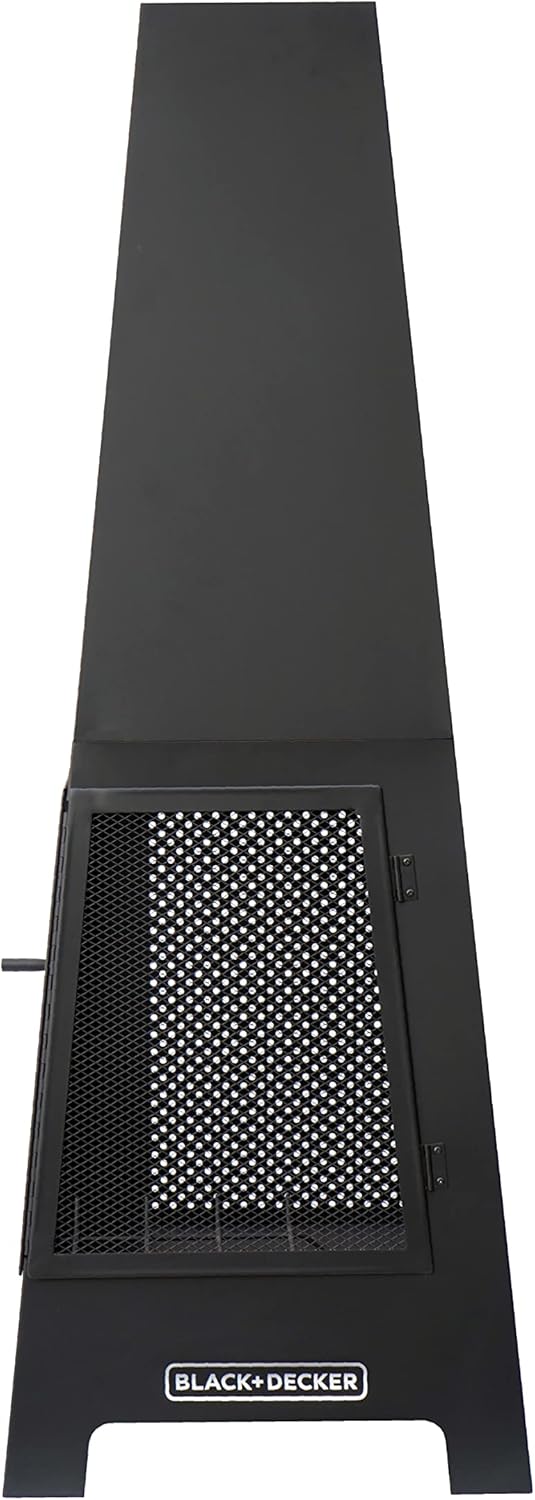 Black Steel Chiminea Fireplace with Poker H613628
