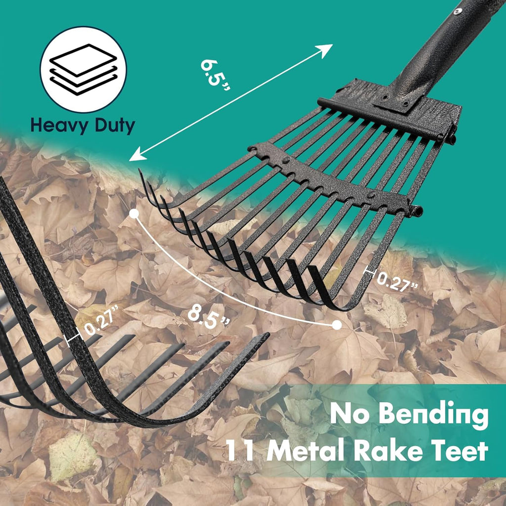 60 Inch Long Handle Metal Garden Leaf Rake T27824