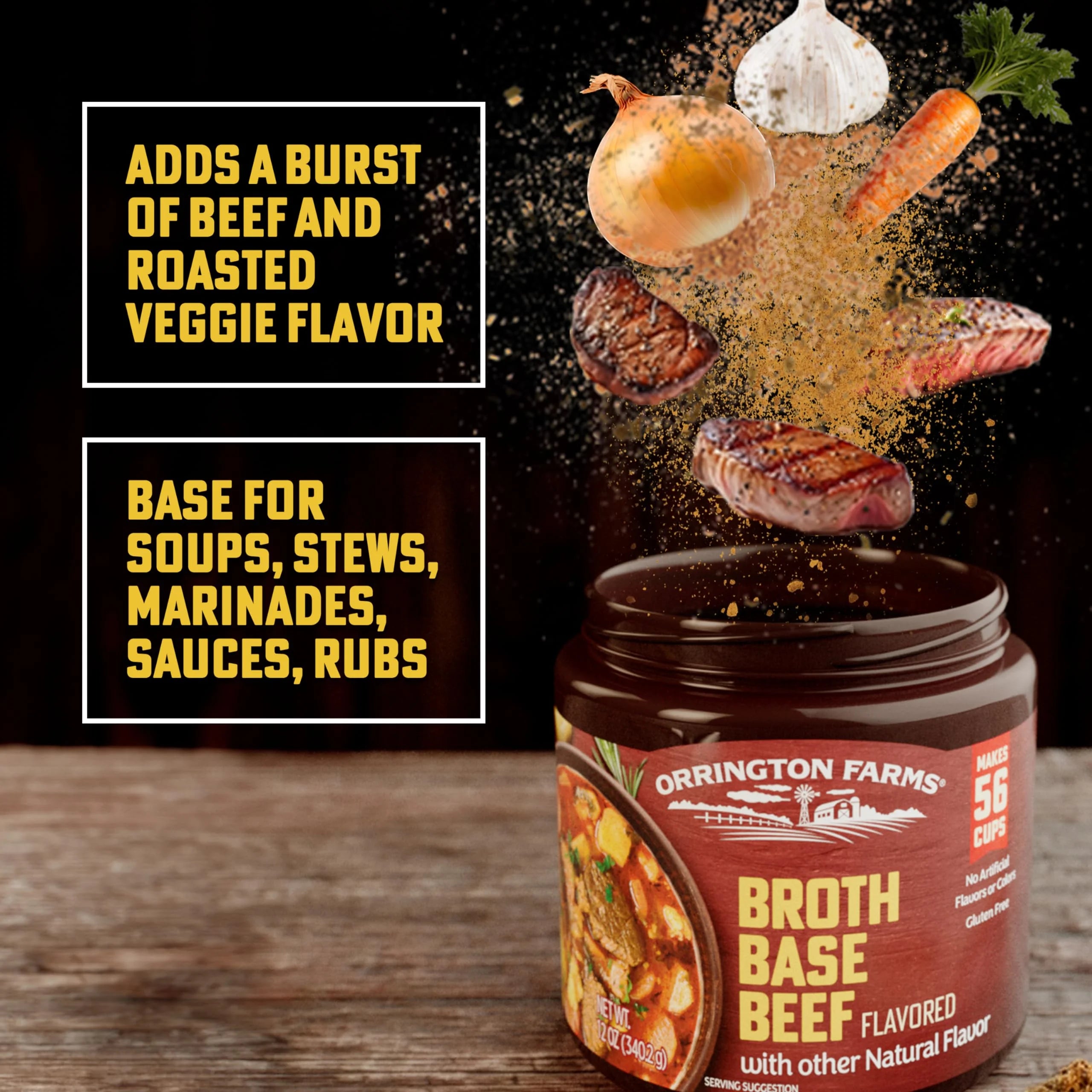Beef Flavored Broth Base & Seasoning, 12 oz (Pack of 6) A18491