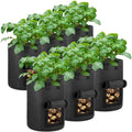 6-Pack 10 Gallon Potato Grow Bags with Flap Window, Heavy Duty Aeration Fabric Pots with Handles I273