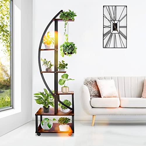 2 pcs 6 Tier Tall Metal Plant Stands with Hanging Loop U81565