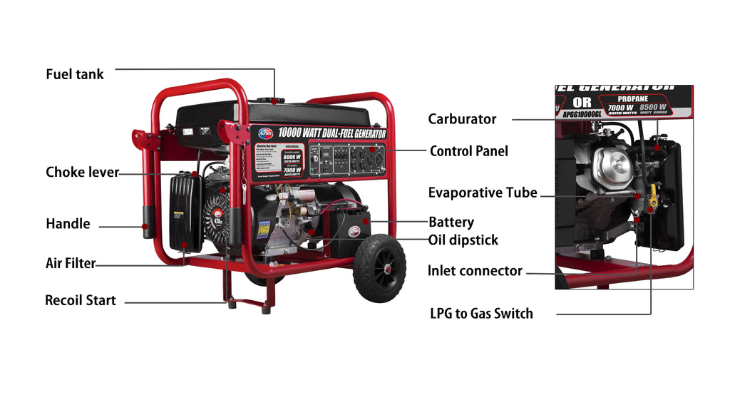 10000 Watt Dual Fuel Portable Generator with Electric Start I9647