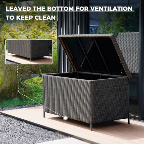 158 Gallon Grey Wicker Deck Box T9562