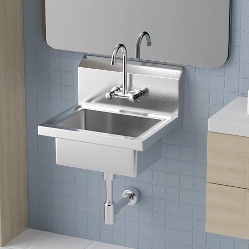 Stainless Steel Wall Mount Utility Sink with Faucet I43893