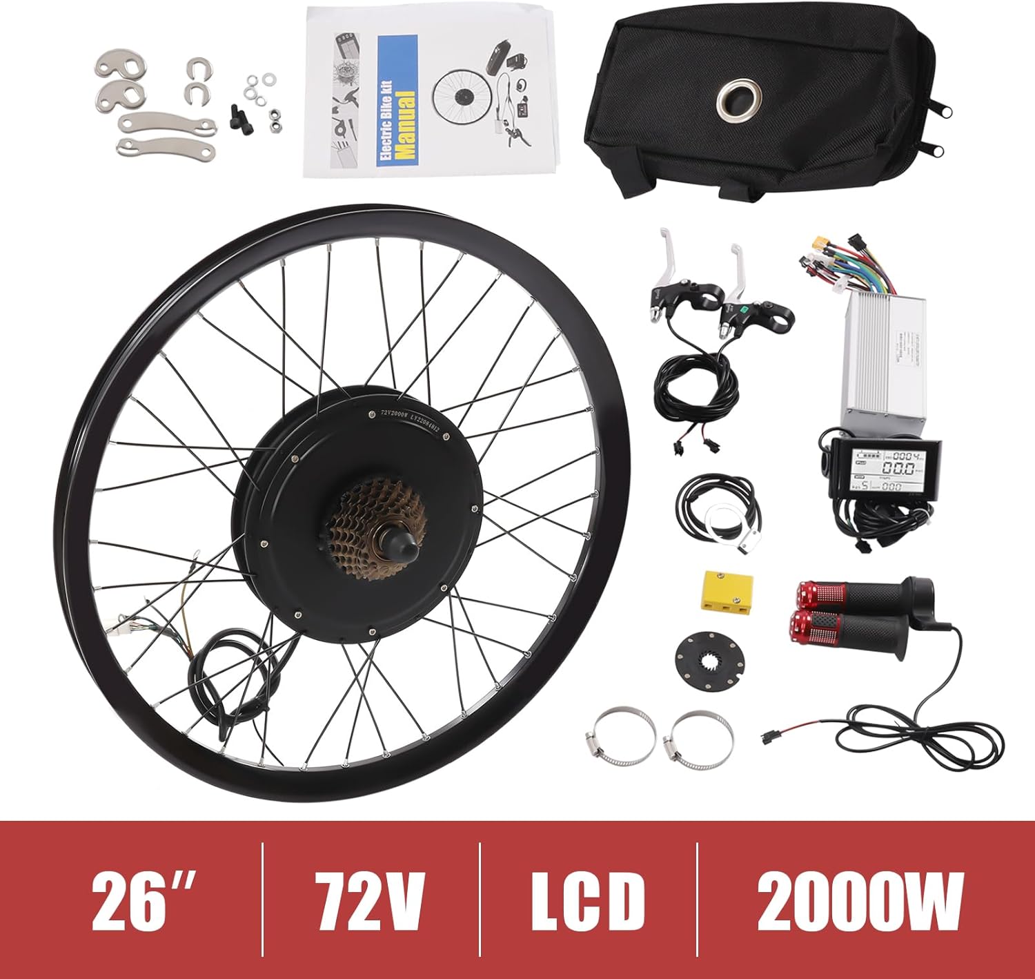 Electric Bicycle Wheel Kit Front/Rear Wheel Hub Motor Electric Bike Conversion Kit with LCD Display Z760