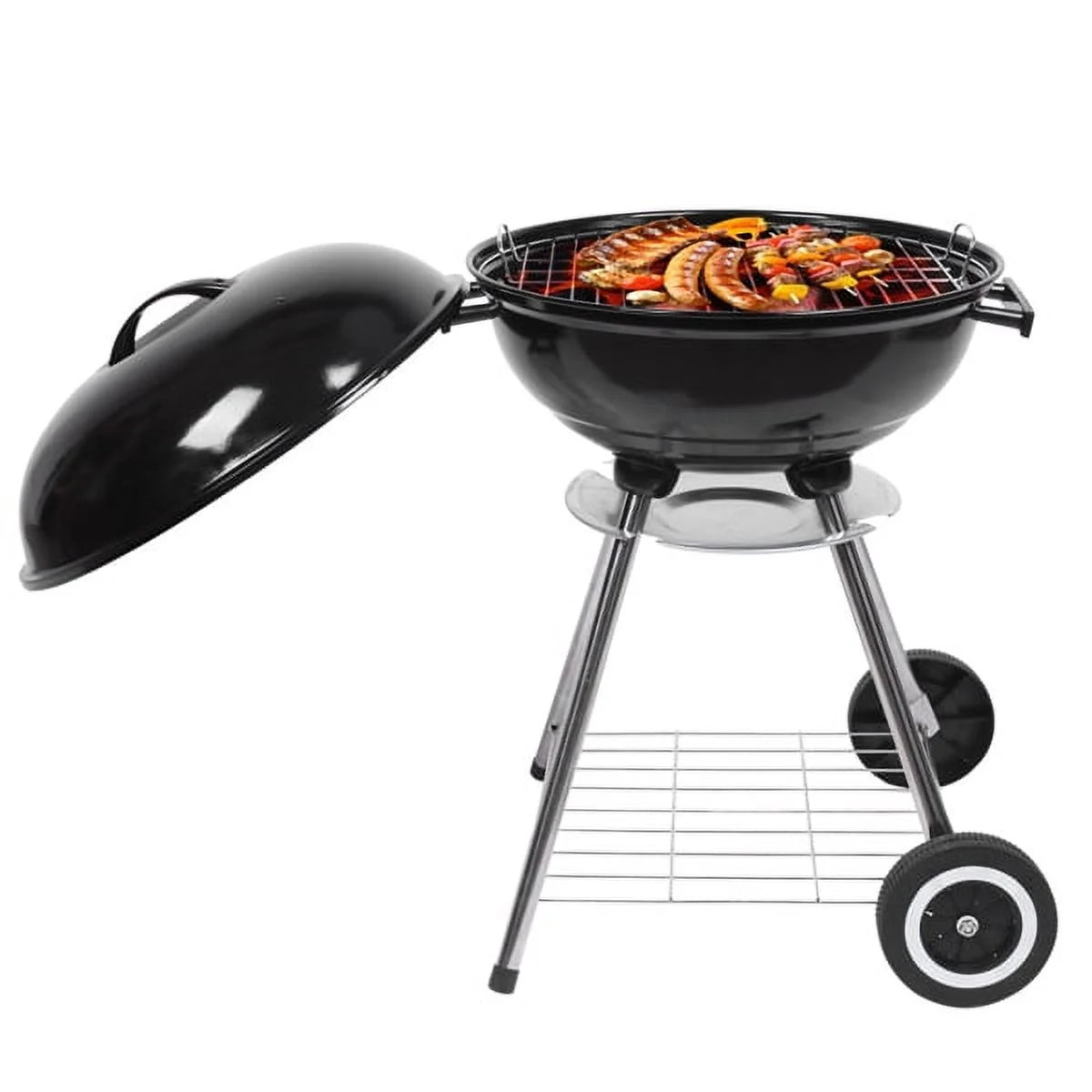 Black 18" Stainless Steel Charcoal Kettle Grill S421056