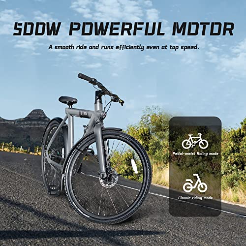 Black 28" Electric Commuter Mountain Bike with 500W Motor, 36V Removable Battery, LCD Display, Disc Brake, Belt Drive G841575