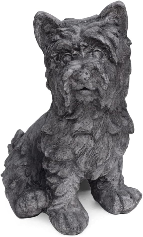 Antique Gray Finish Outdoor Dog Garden Statue E105
