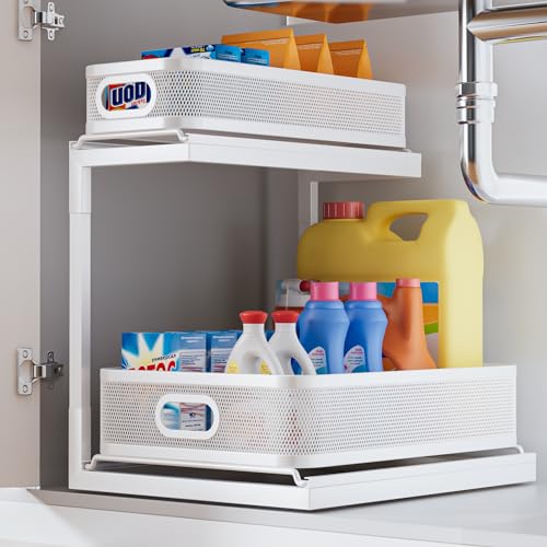 2-Tier Black Mesh Slide Out Drawer Shelf R558