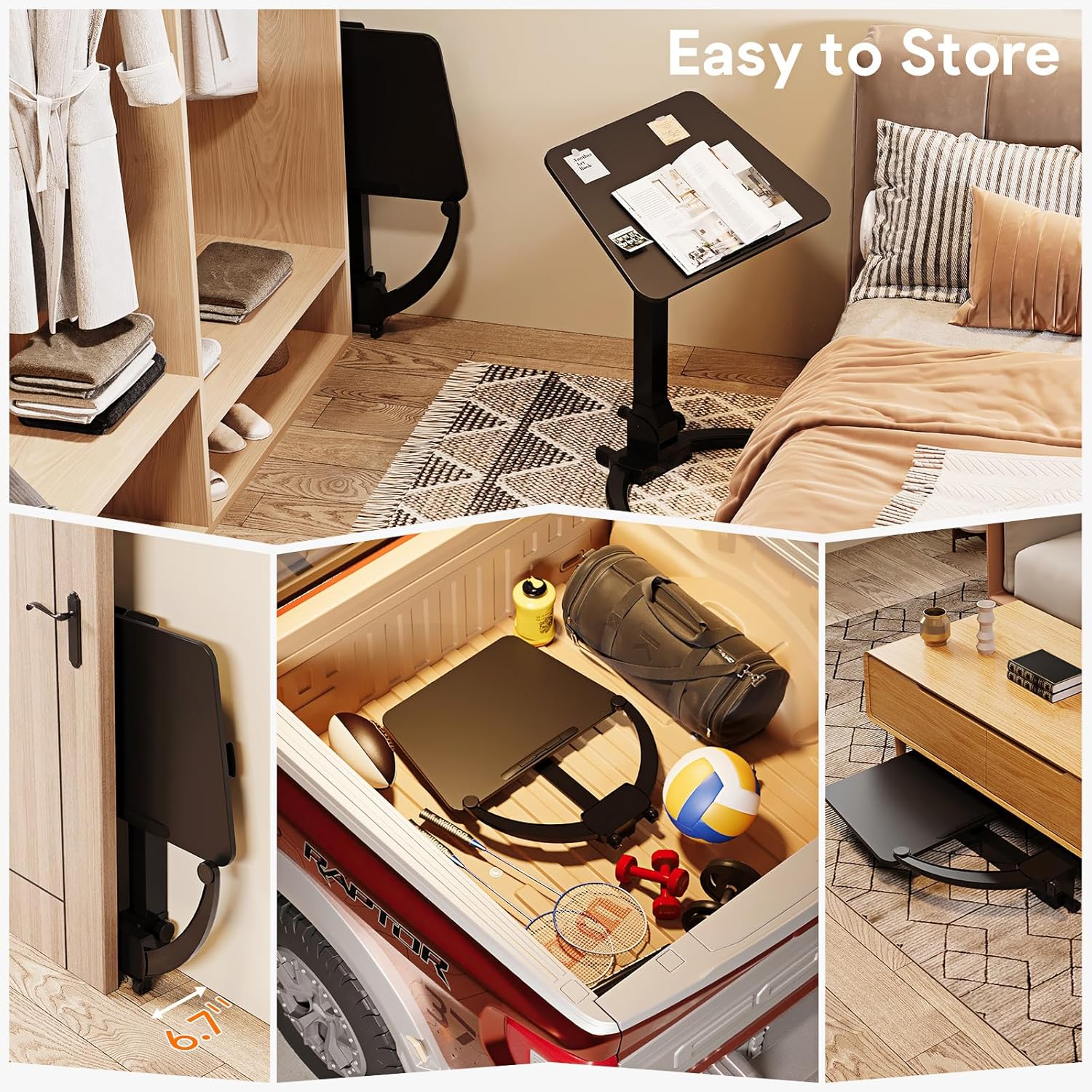 Foldable Mobile Standing Desk with Ergonomic Rotating Elbow Cushion Pad G533743