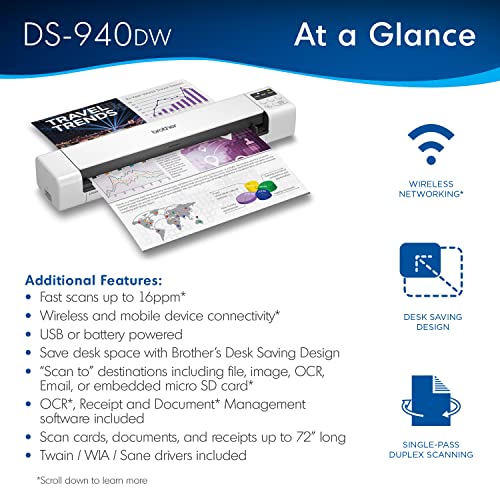 Duplex Wireless Compact Mobile Document Scanner A55832