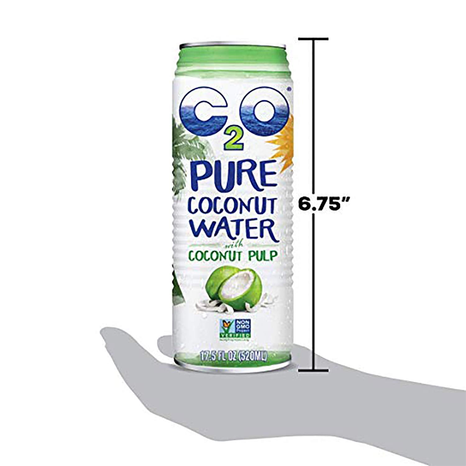 17.5 FL OZ Pack of 12 Pure Coconut Water with Pulp L69828