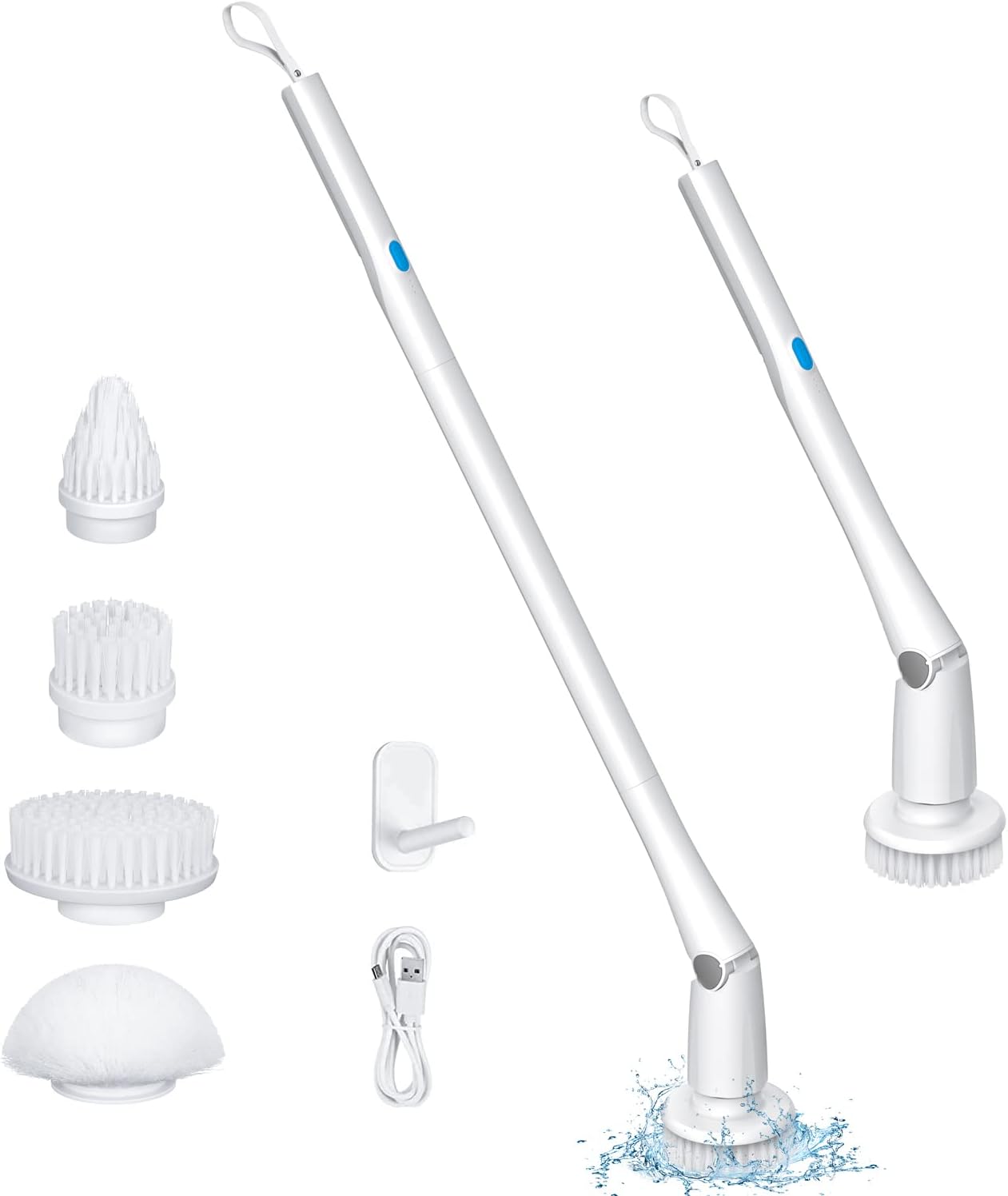 Electric Spin Scrubber with 4 Replaceable Brush Heads and 1 Extension Arm Pack of 2 J145