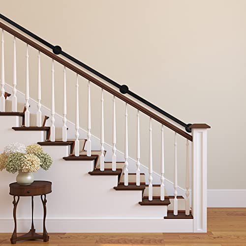 Matte Black Industrial Pipe Wall Handrail, 6.6FT X78402