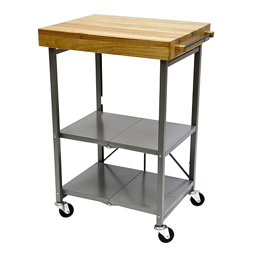 3-Tier Foldable Rolling Kitchen Cart on Wheels O268398