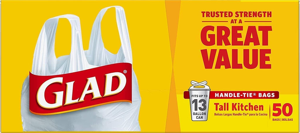 Tall Kitchen Trash Bags 13 Gallon White 50 Count Pack of 2 J53666