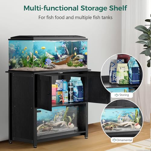 Fish Tank Stand with Cabinet, Metal, 1000LBS W46488