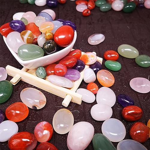 100 Pcs Mixed Agate Stone Tumbled Stones Natural Polished Stones Q6452
