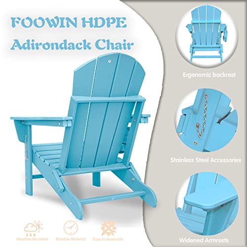 HDPE Folding Adirondack Chair Set of 4 with Cup Holder Trays W3419