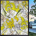 Floral Yellow Window Privacy Film, 17.7 inch by 23.6 inch O4678