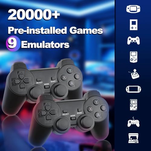 Wireless Retro Game Console with 20,000+ Games, 4K HDMI Output, Dual 2.4G Wireless Controllers, 64GB Memory Card J5894