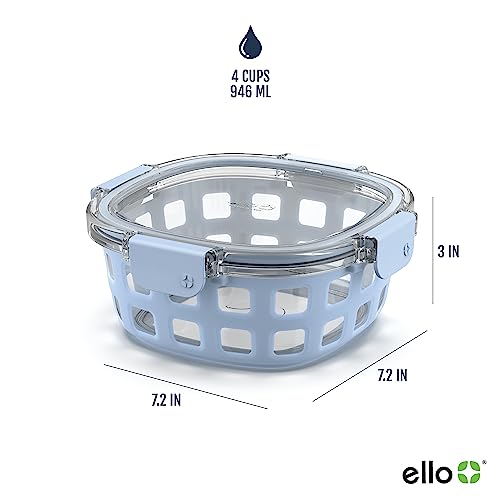 Glass Food Storage Container with Silicone Sleeve and Airtight BPA-Free Plastic Lid I782178