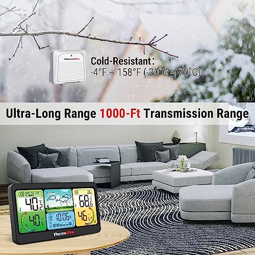 1000FT Wireless Indoor Outdoor Weather Thermometer with Forecast B581598