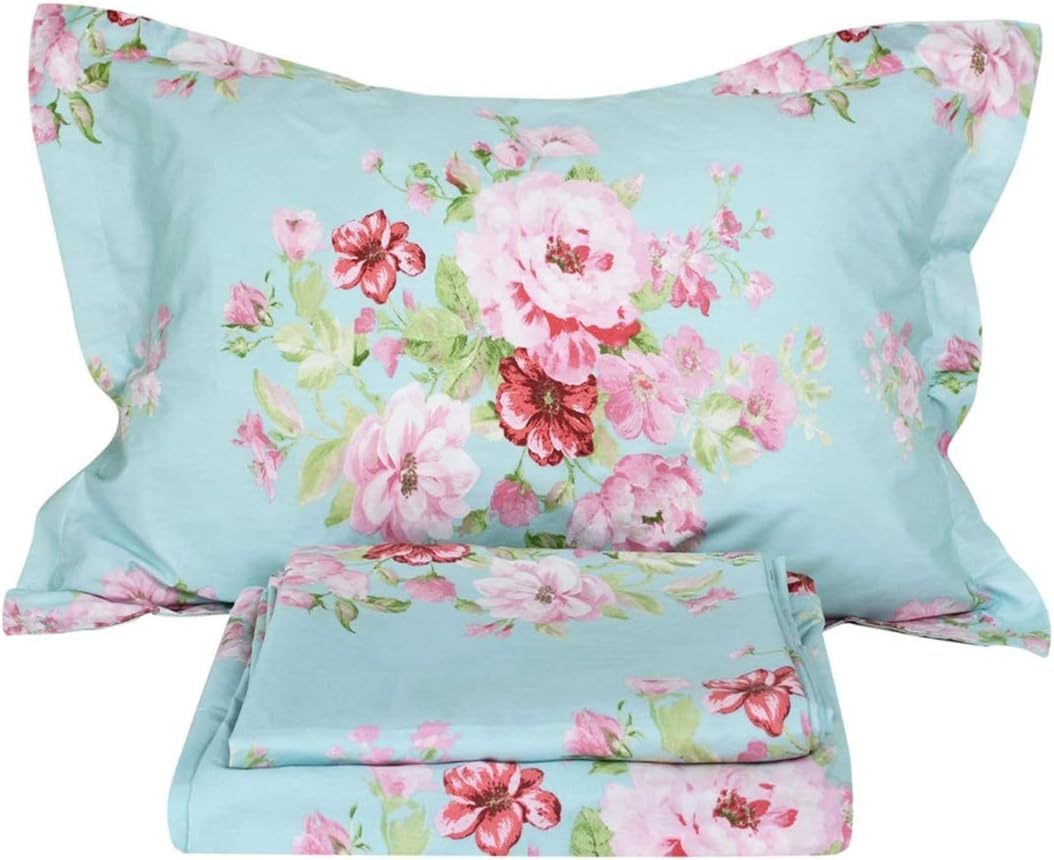 King Size 4-Piece 100% Cotton Floral Sheet Set H934