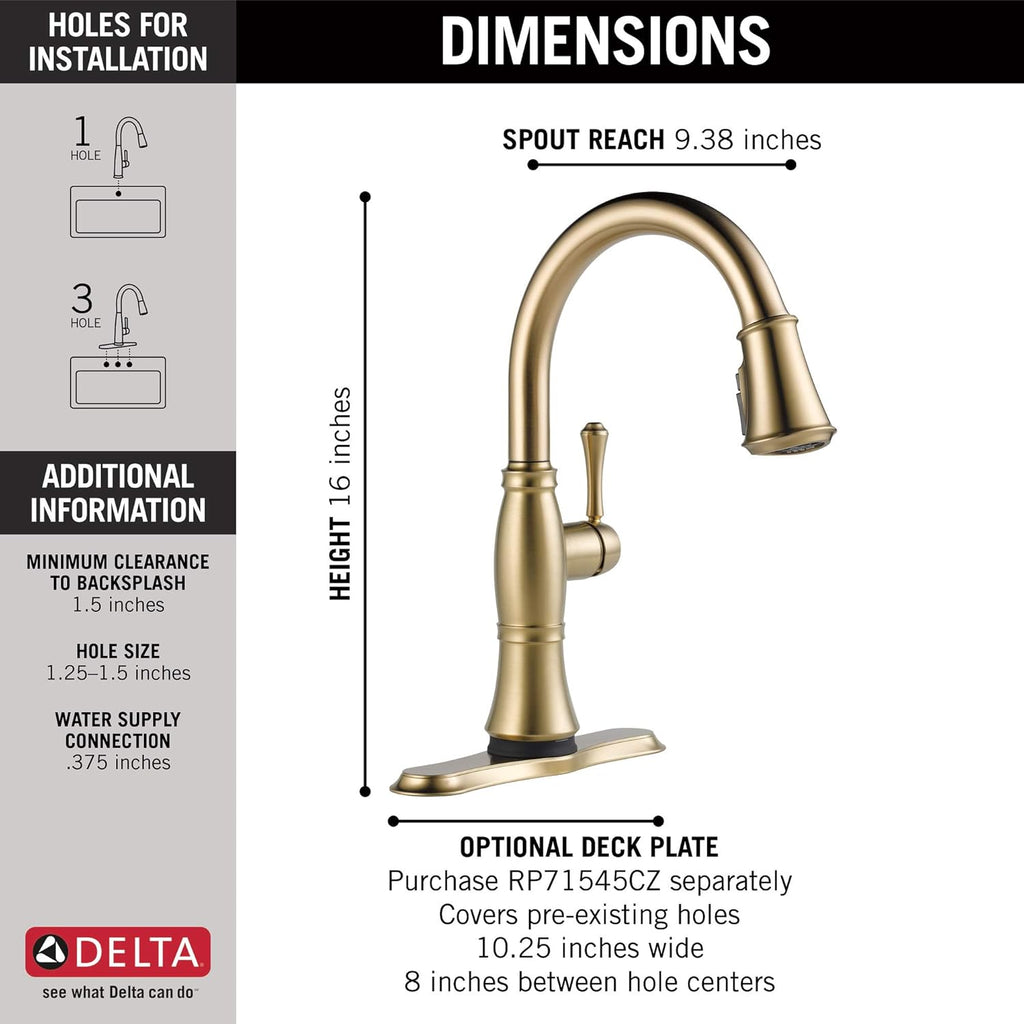 Gold Touch Kitchen Faucet with Pull Down Sprayer W7461