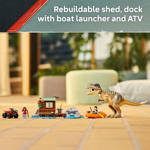 LEGO Jurassic World T. rex River Escape Dinosaur Toy Boat with Minifigures K78691