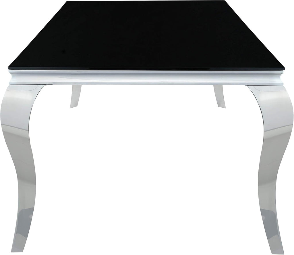 Black and Chrome Rectangular Glass Top Dining Table S375440