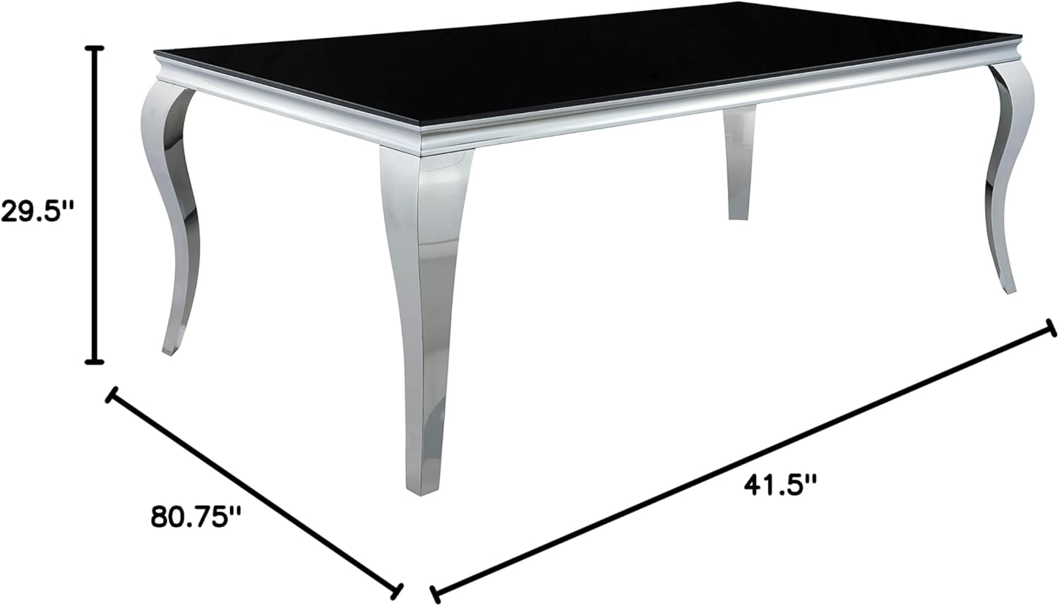 Black and Chrome Rectangular Glass Top Dining Table S375440