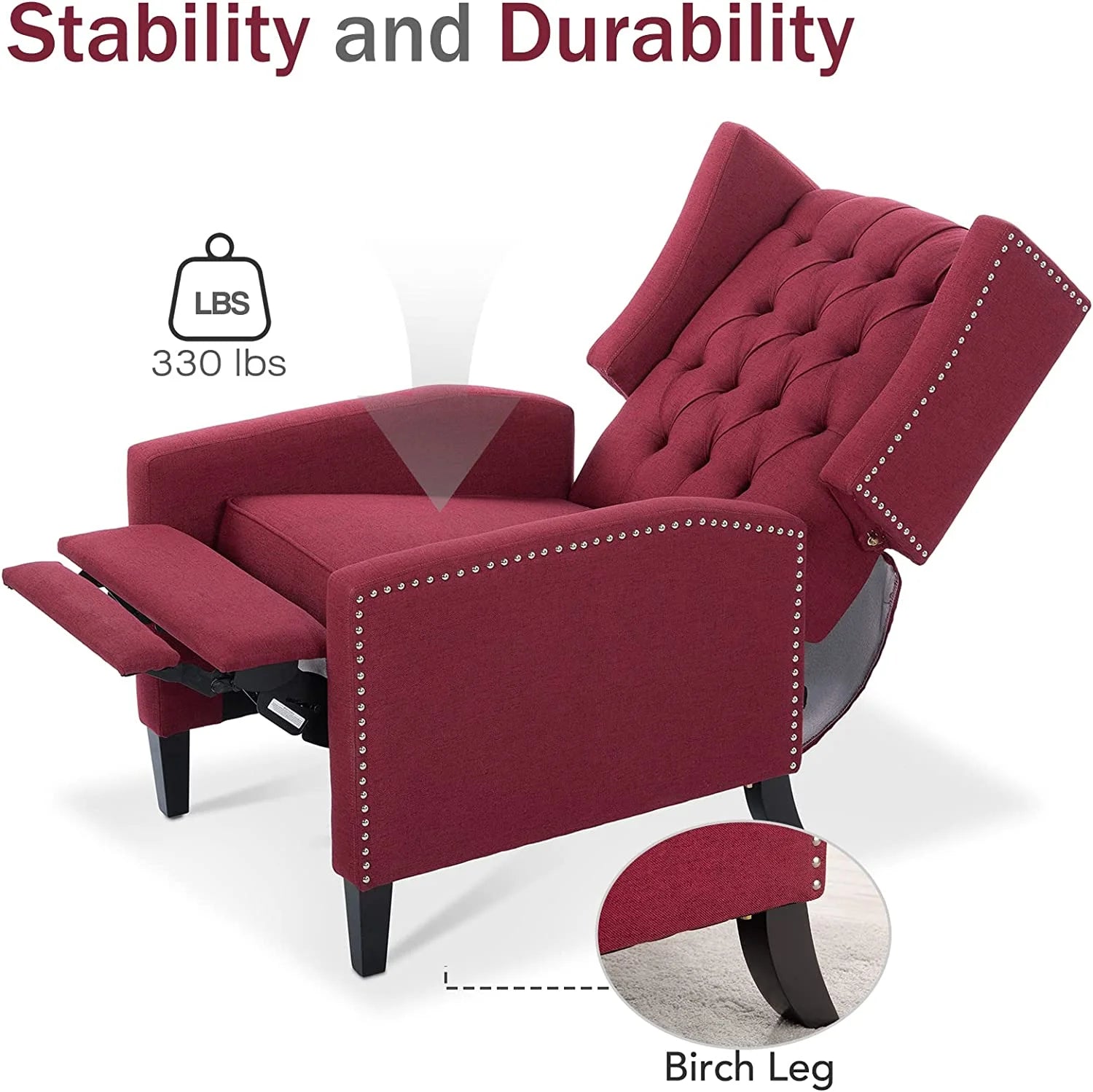 Blue Tufted Fabric Push Back Arm Recliner F92018