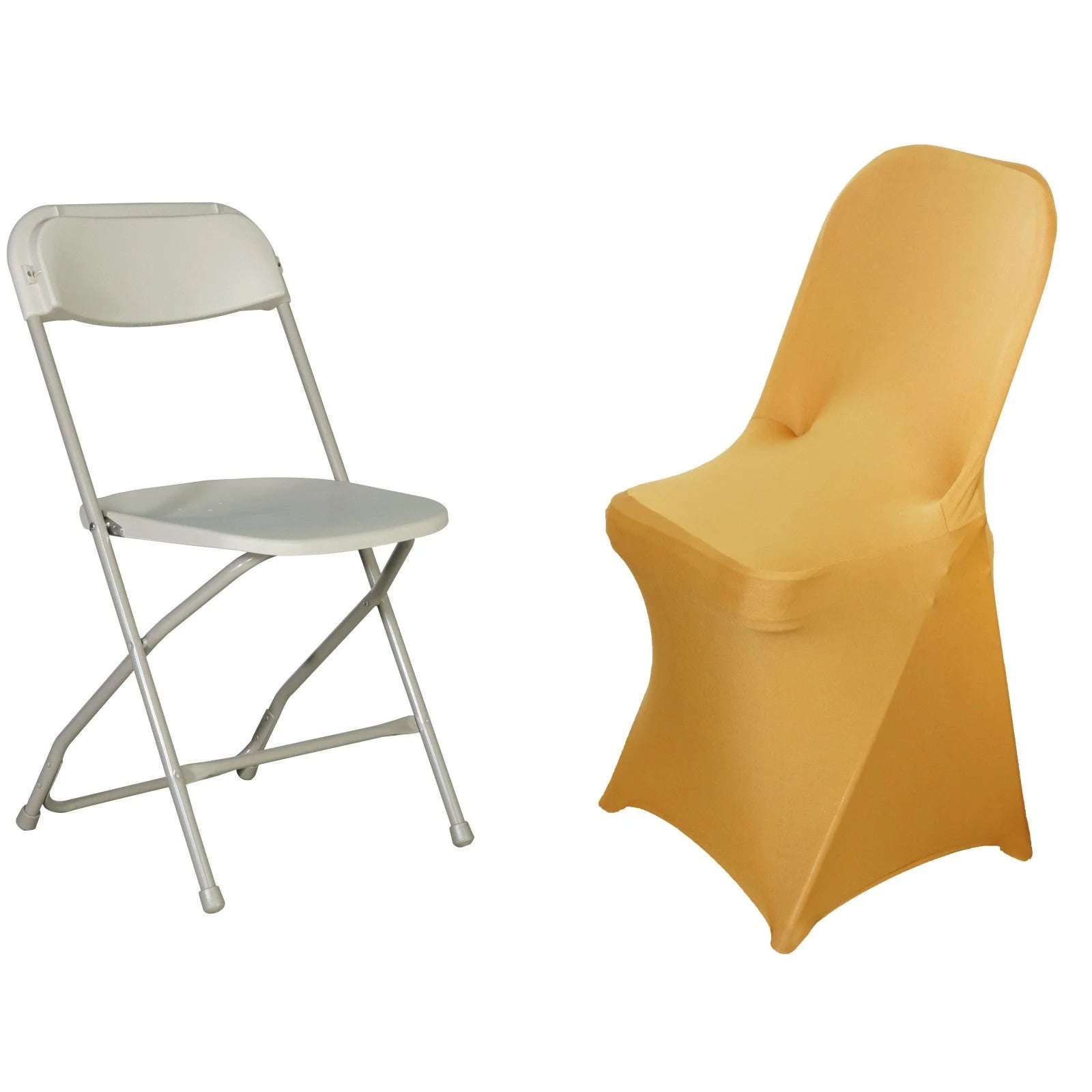 10PCS Stretchy Spandex Fitted Folding Chair Cover Gold M53537