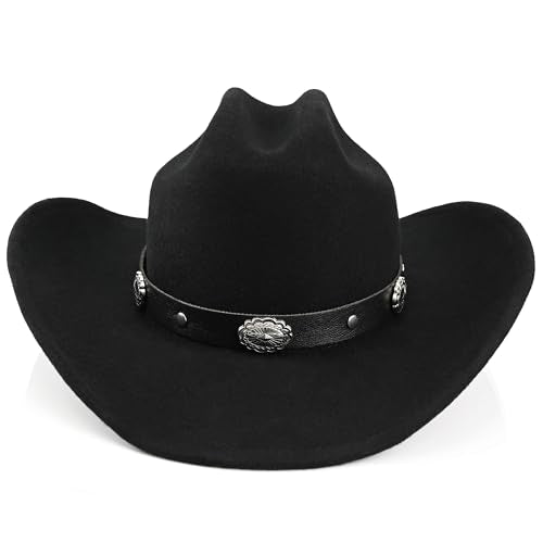 100% Wool Felt Cowboy Hat with Two Decorative Bands J497